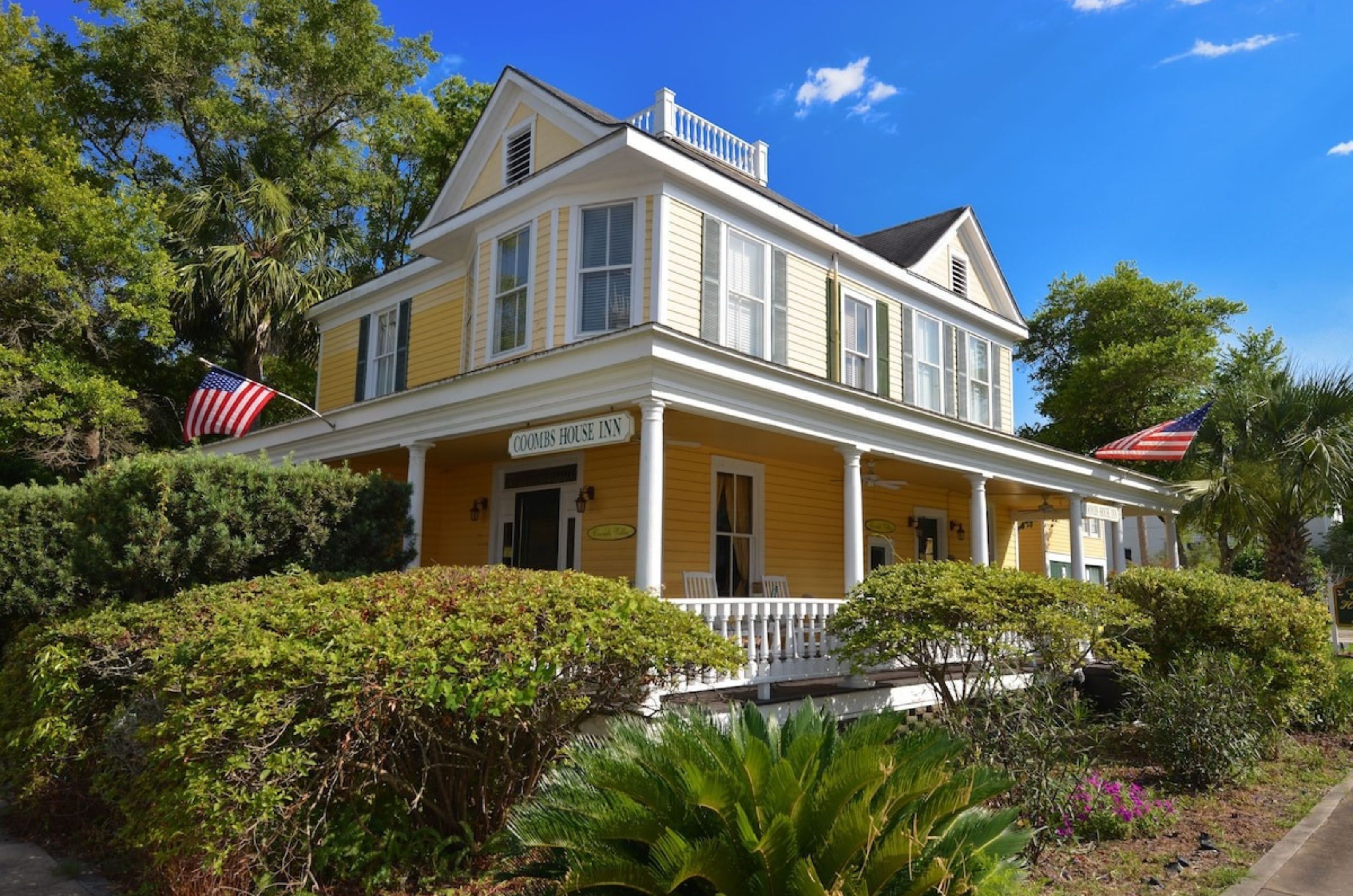 View from street of Coombs House Inn & Suites in Apalachicola Florida 