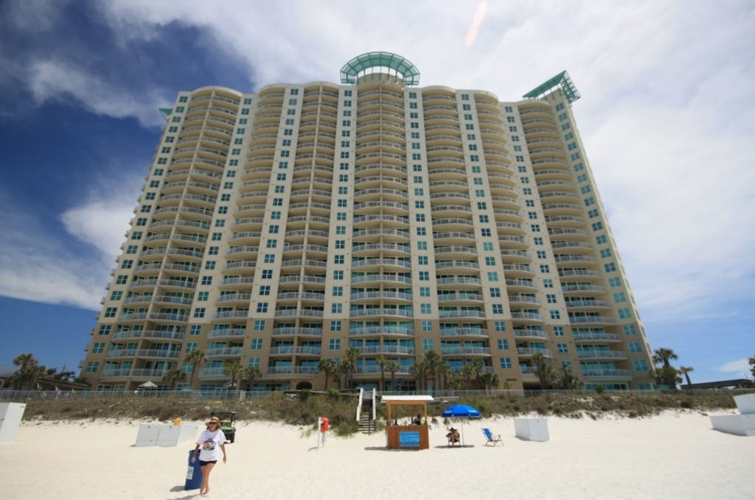 The beachfront facade of Aqua Resort in Panama City Beach Florida 