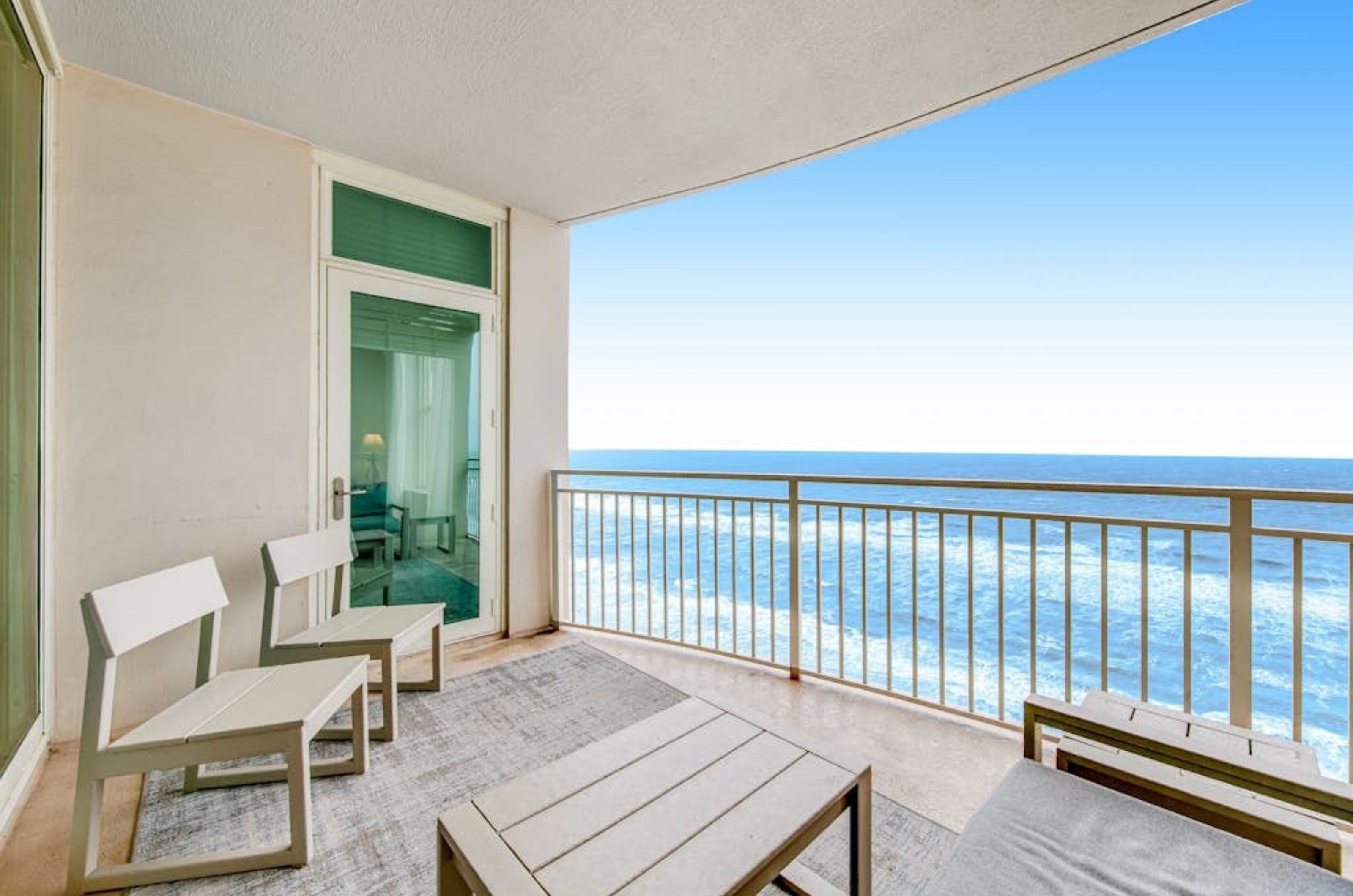 A private balcony overlooking the Gulf at Aqua Resort in Panama City Beach Florida 