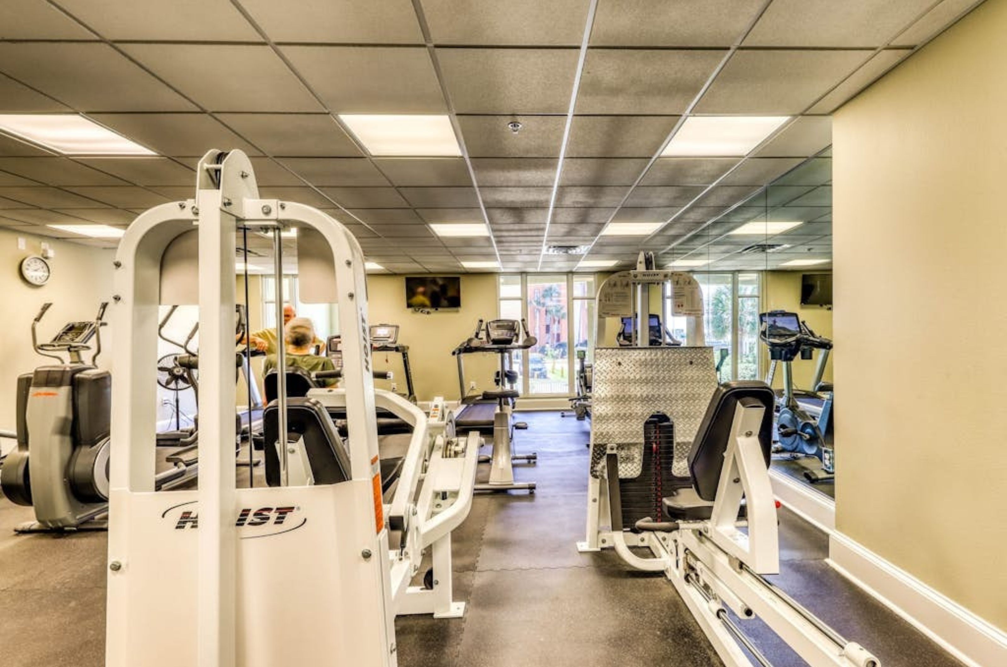 The gym with strength and cardio equipment at Azure Condominiums in Fort Walton Beach Florida 