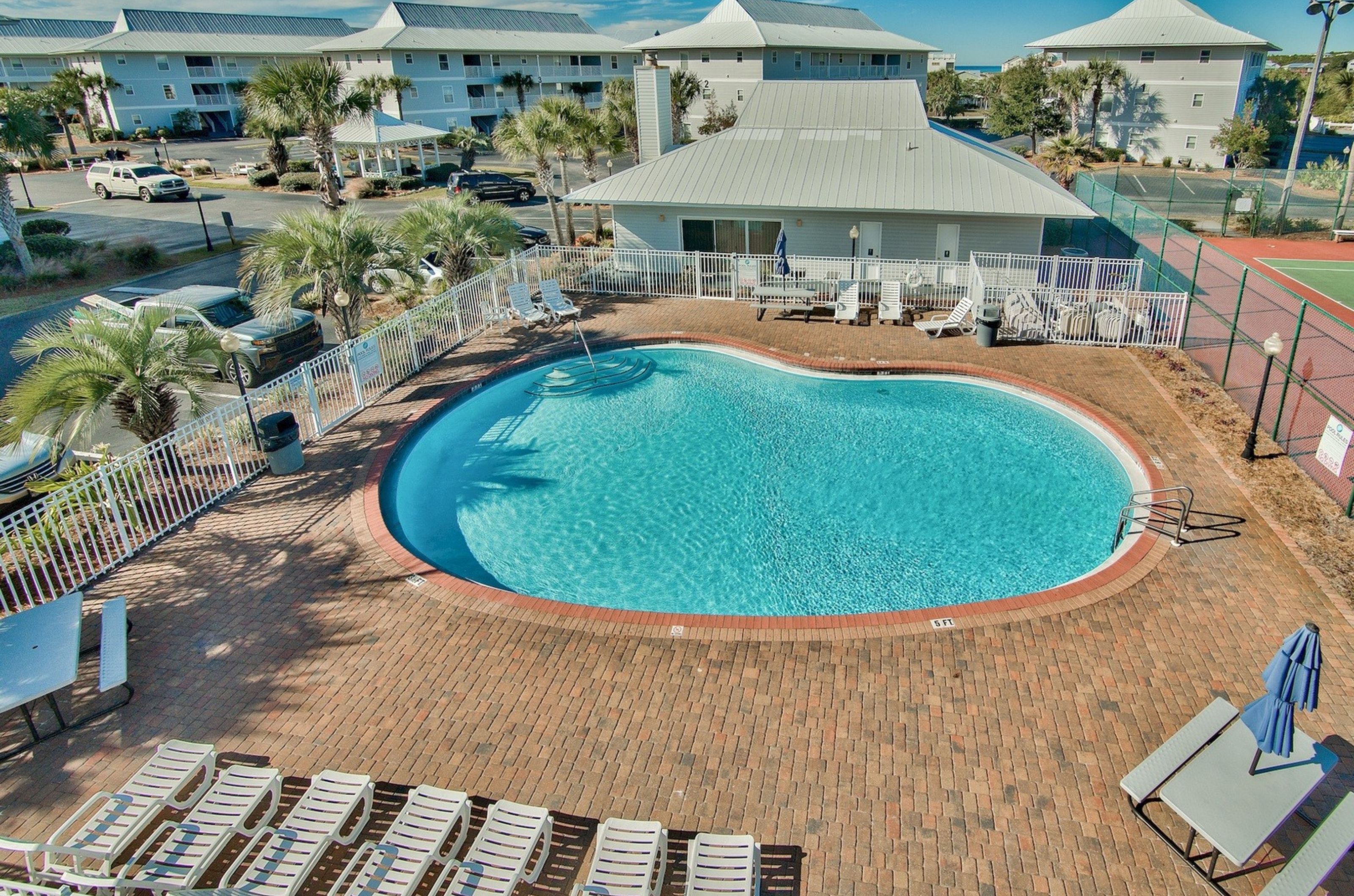 One of the outdoor pools and pool deck at Beachside Villas in Seagrove Beach Florida 
