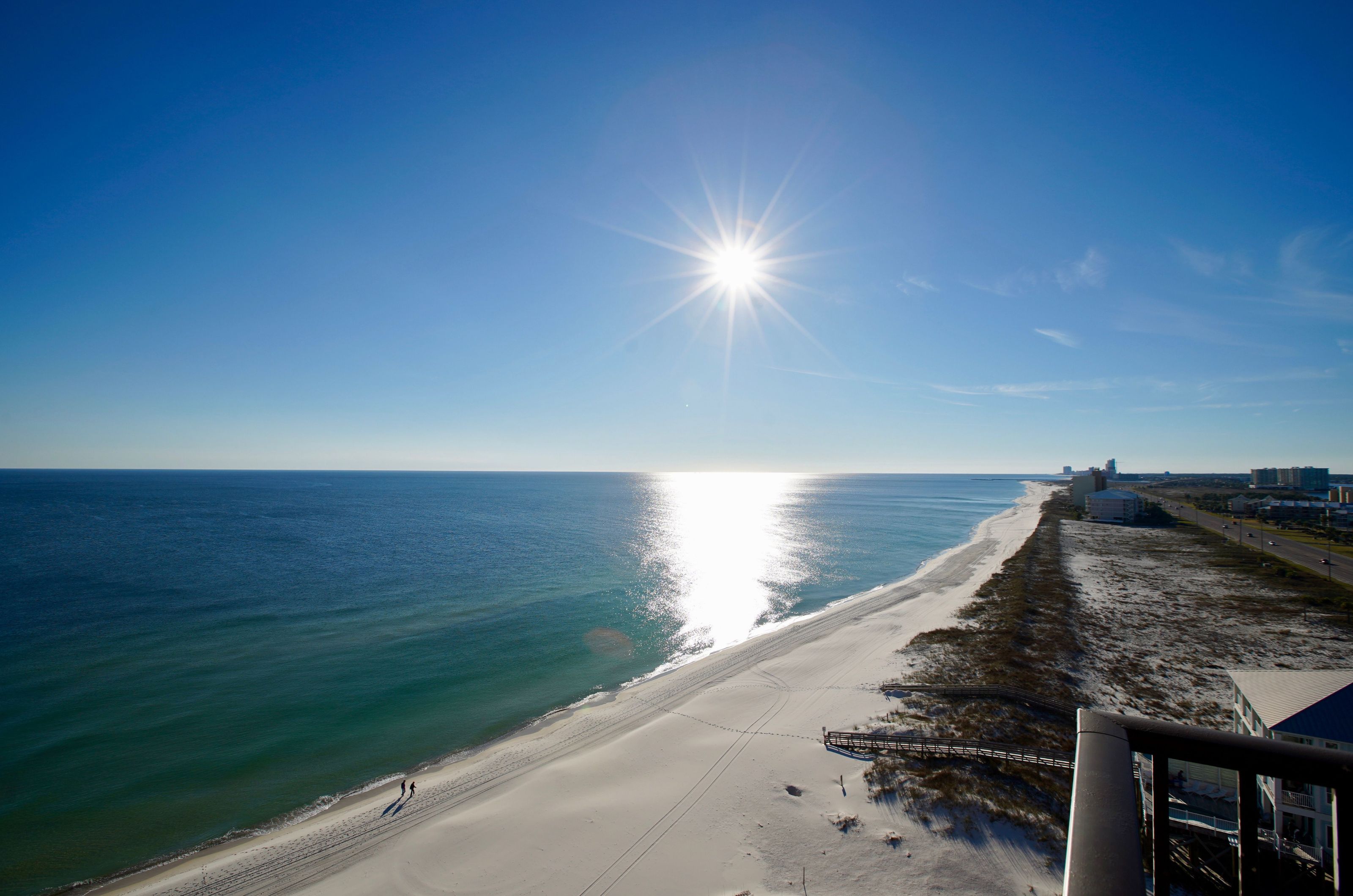 View of miles of Gulf coast beach from a private balcony at Broadmoor