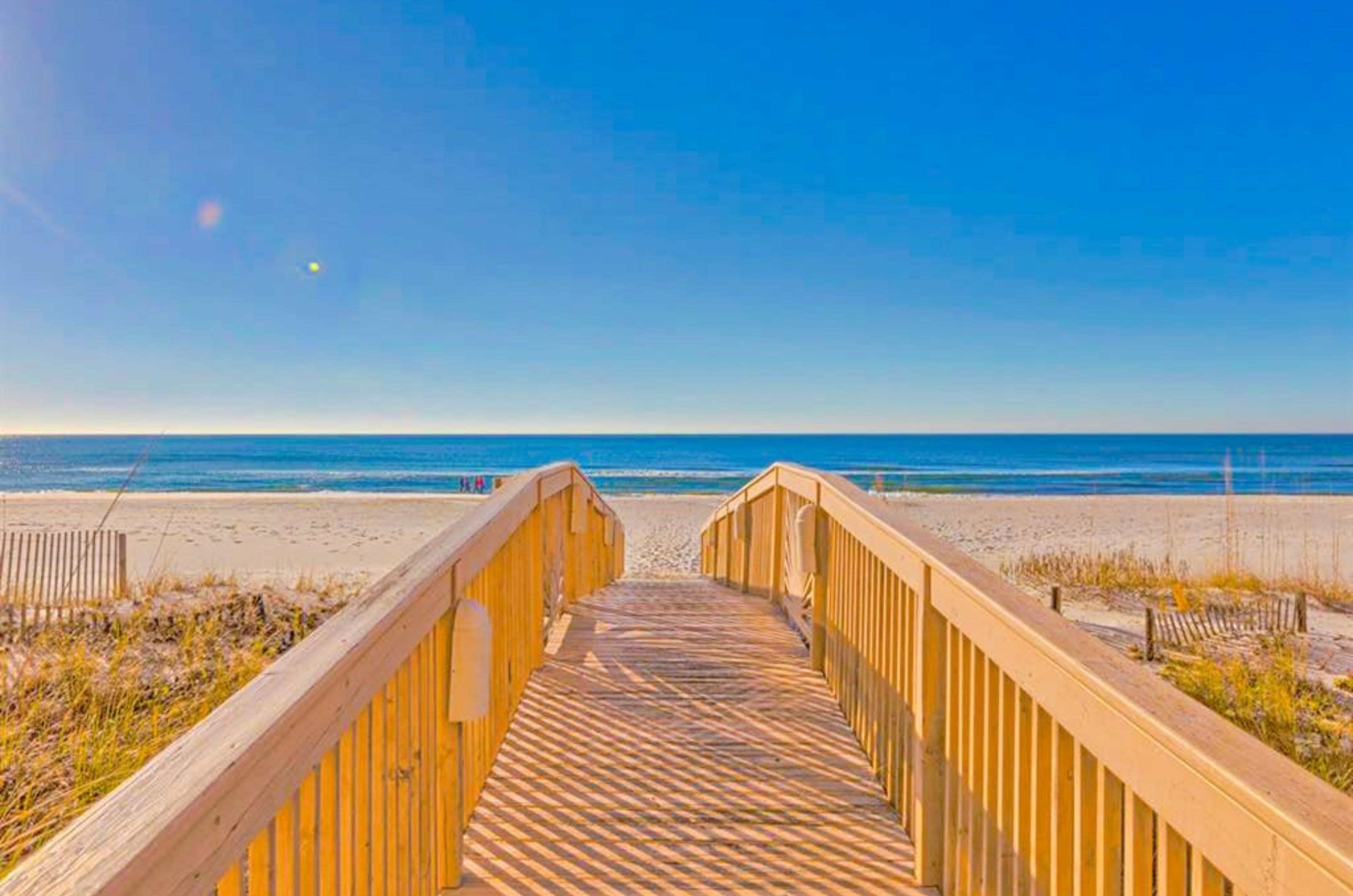 Boardwalk leading to the private beach on the Gulf of Mexico