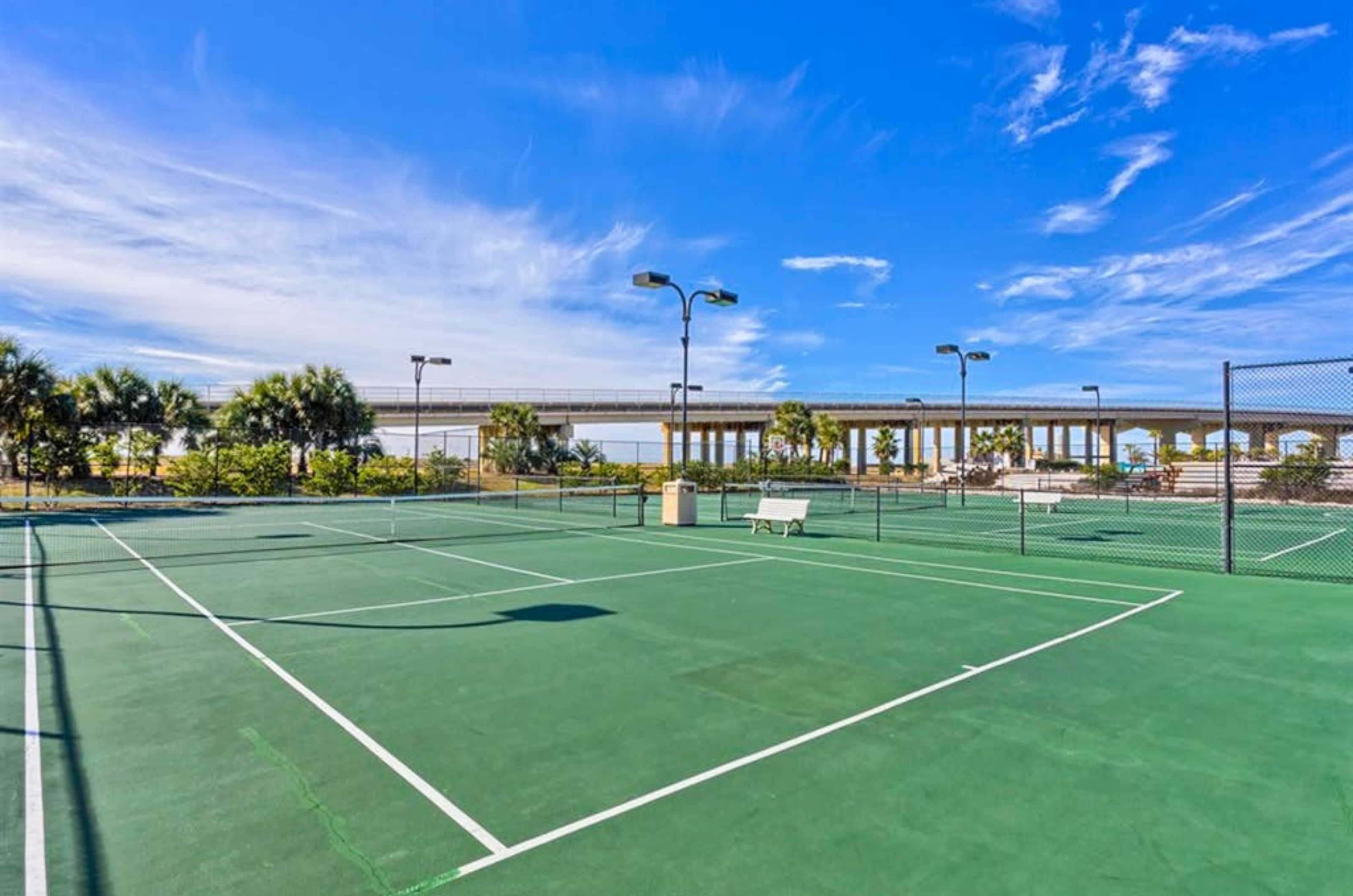 The outdoor tennis courts at Caribe Resort in Orange Beach Alabama 