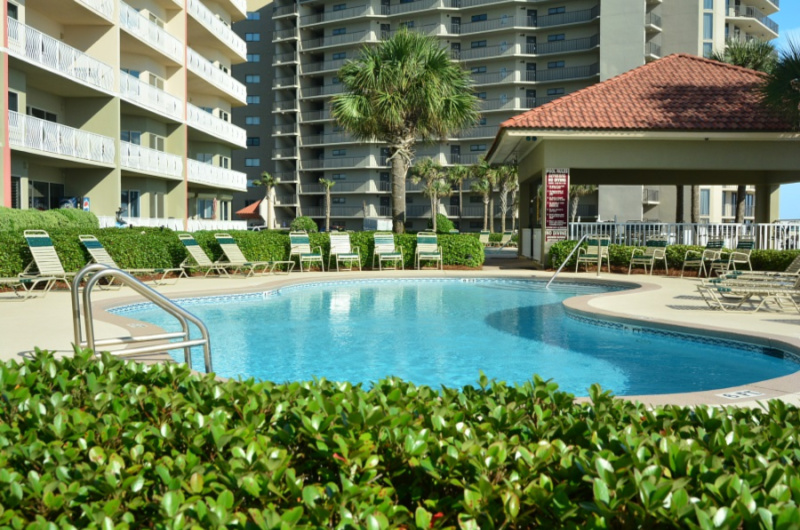 Gorgeous pool area at Coral Reef Condos in Panama City Beach FL