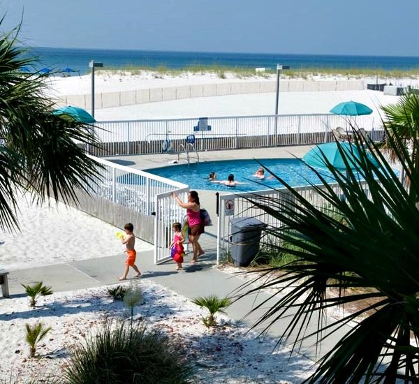 Pool directly on the beach at the Days Inn Pensacola Beachfront Hotel.