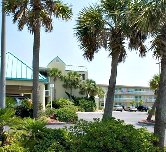 Exterior of the Days Inn Pensacola Beachfront at Pensacola Beach.