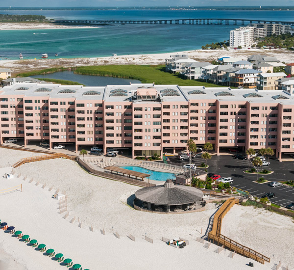 Aerial view of Jetty East in Destin Florida