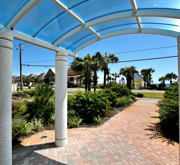 The breezeway at the Leeward Key Condominiums  in Destin Florida