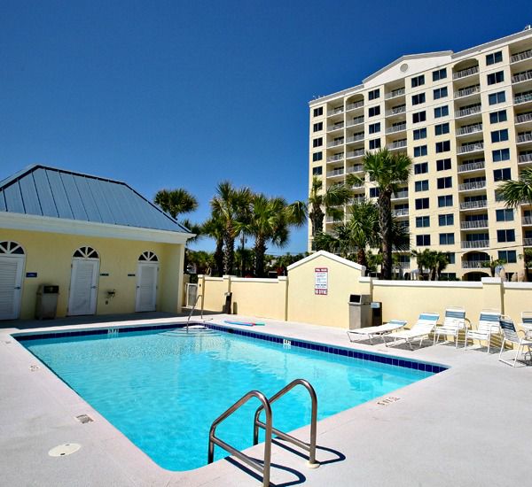 Two large swimming pools at Leeward Key Condominiums  in Destin Florida