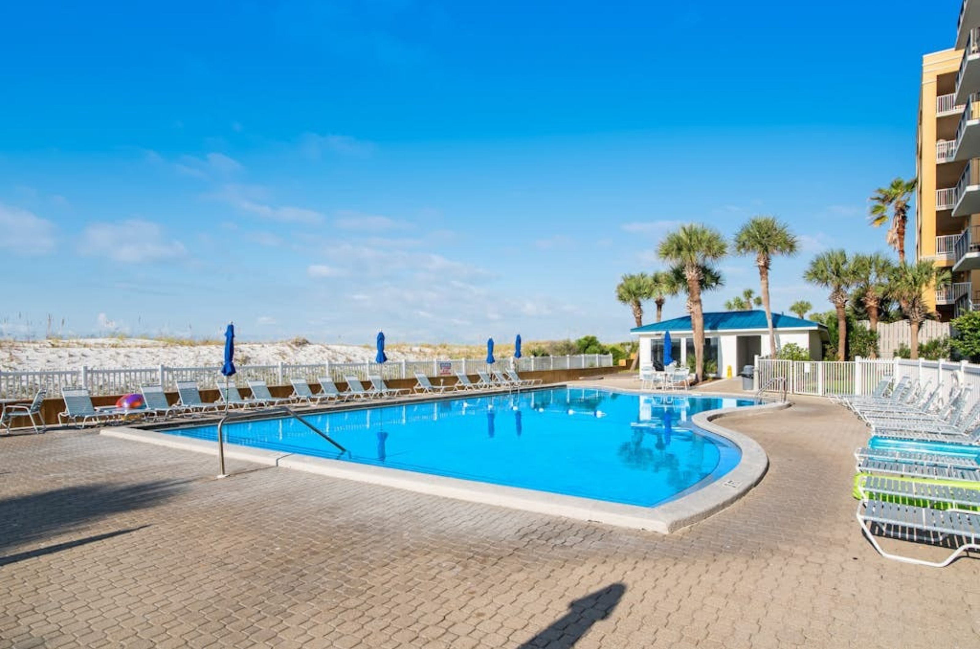 The lagoon-style pool next to the beach at Emerald Beach Resort 