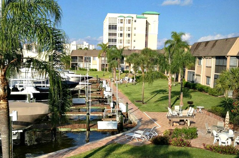 View of canal at Estero Yacht and Racquet Club in Fort Myers Beach FL 