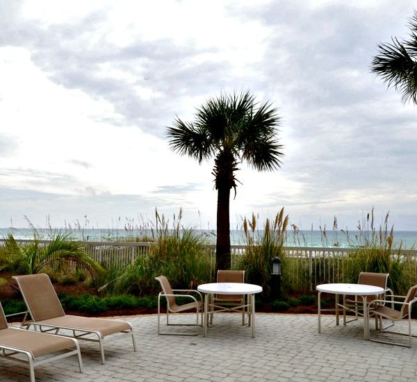 Gulf-front patio at Azure Fort Walton Beach