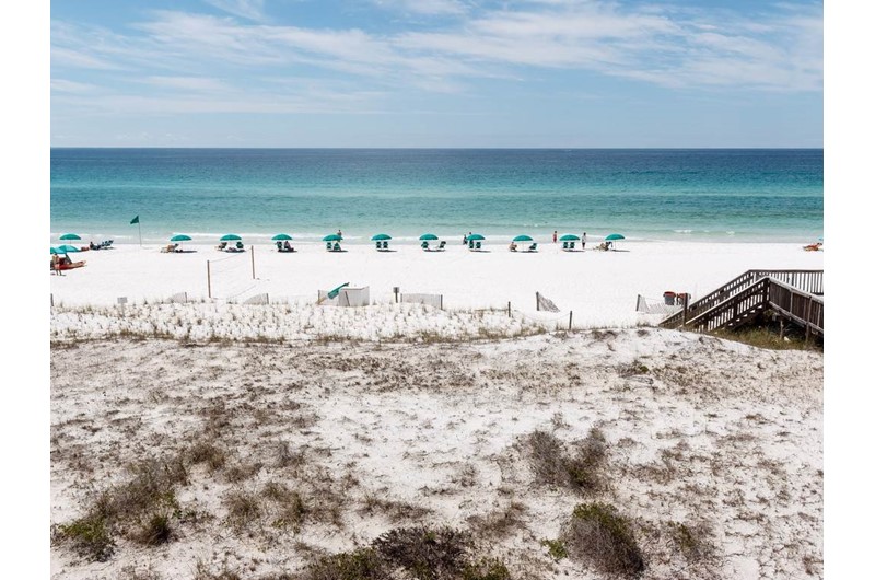 Direct view of the dunes and Gulf in front of Gulf Dunes in Fort Walton Beach FL