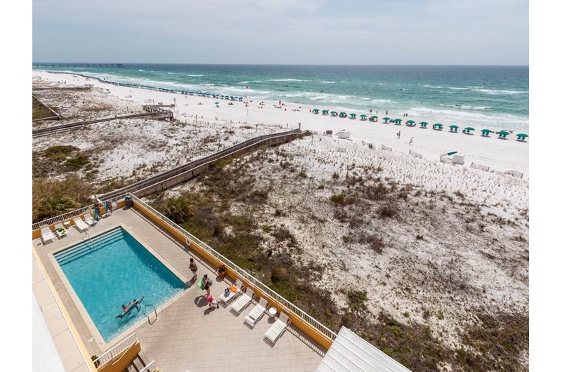 You will have a view of the pool beach and Gulf at Gulf Dunes in Fort Walton Beach FL