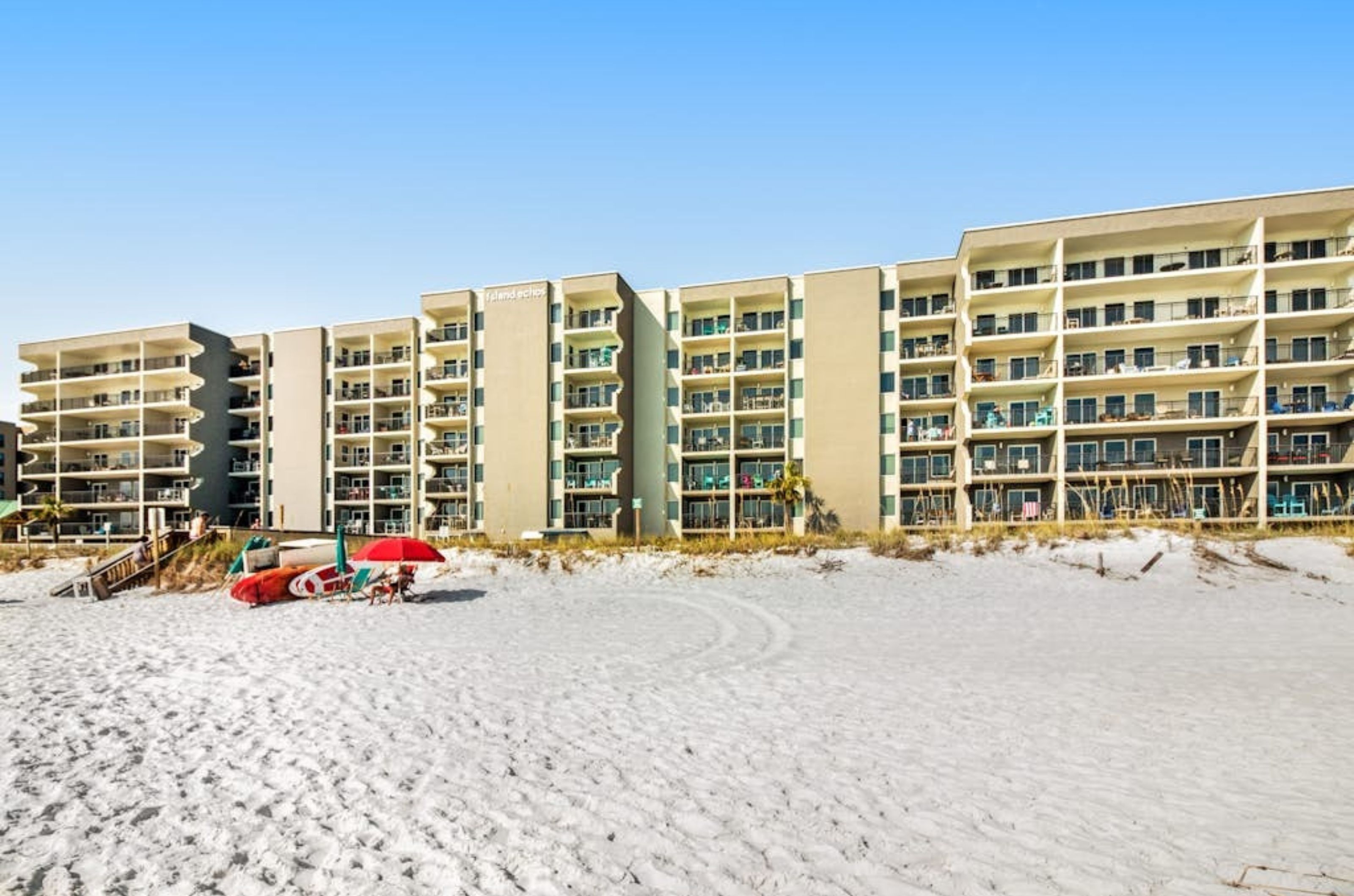 View from the beach of Island Echos Condominiums in Fort Walton Beach Florida