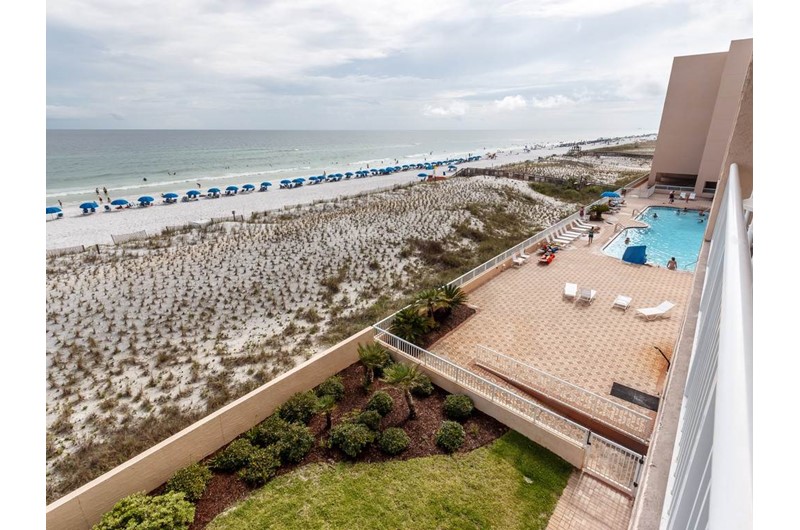 The pool and beach are right outside you condo at Islander Beach Resort  in Fort Walton Beach Florida