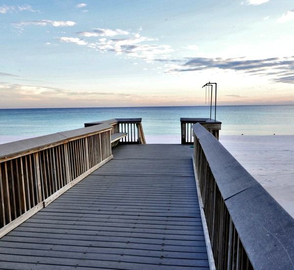 Beach boardwalk and stairs at Waters Edge Condos in Fort Walton Florida