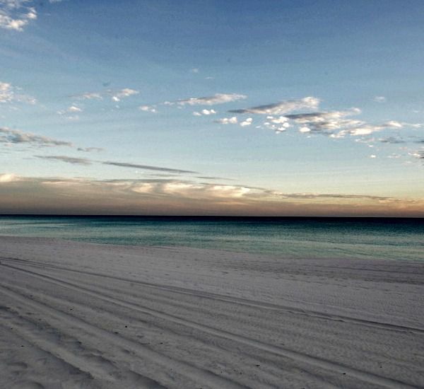 Evening view of the beach at Waters Edge Condos in Fort Walton Florida