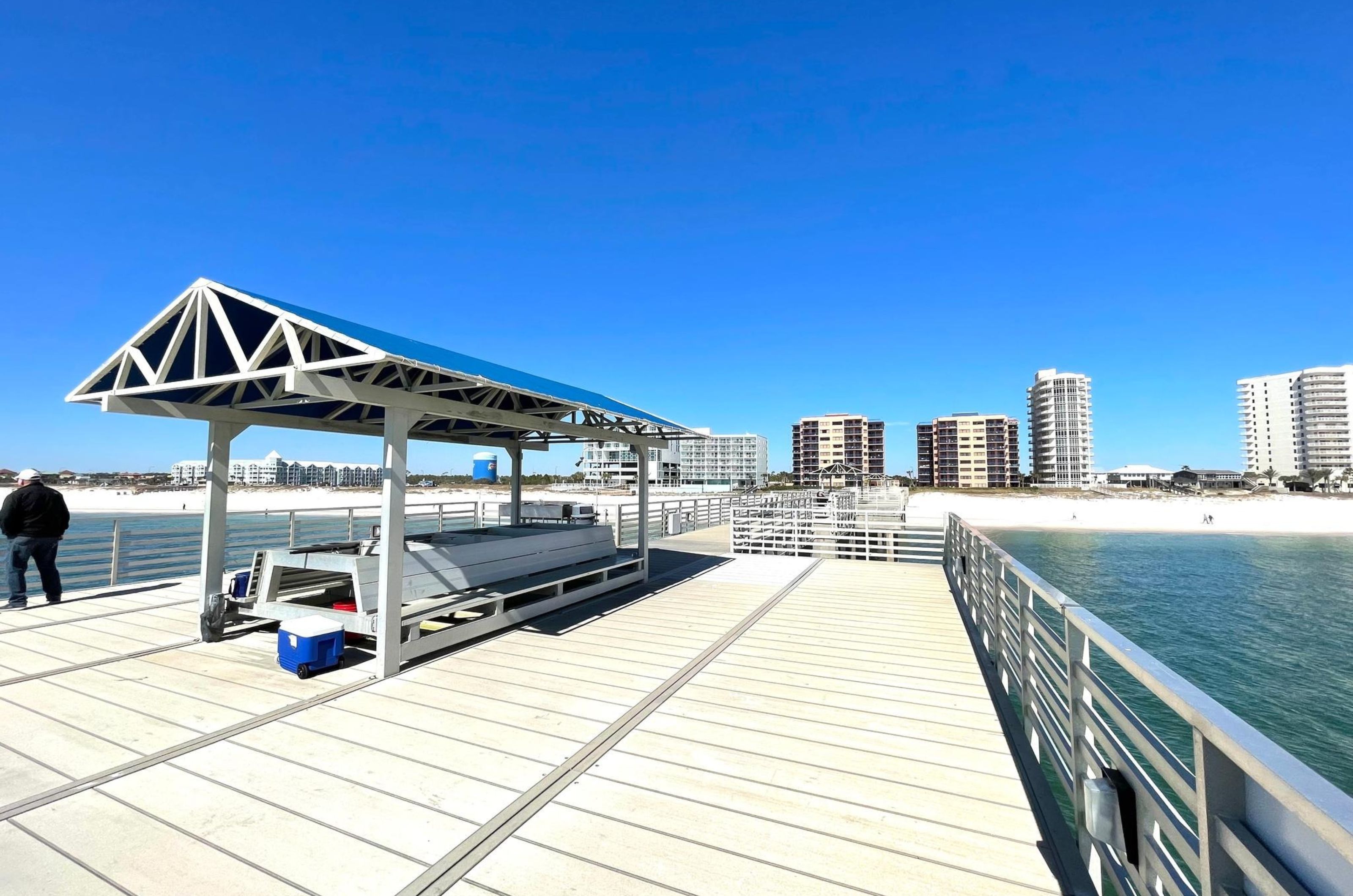 The private fishing pier on the Gulf in front of Four Seasons 