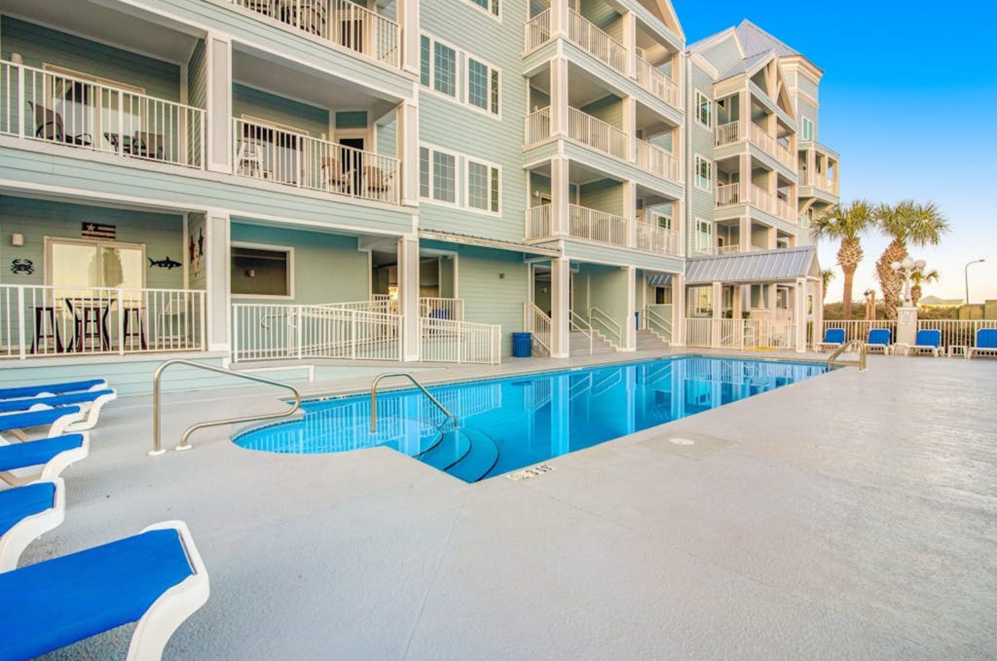 The outdoor swimming pool in Grand Caribbean in Orange Beach Alabama 