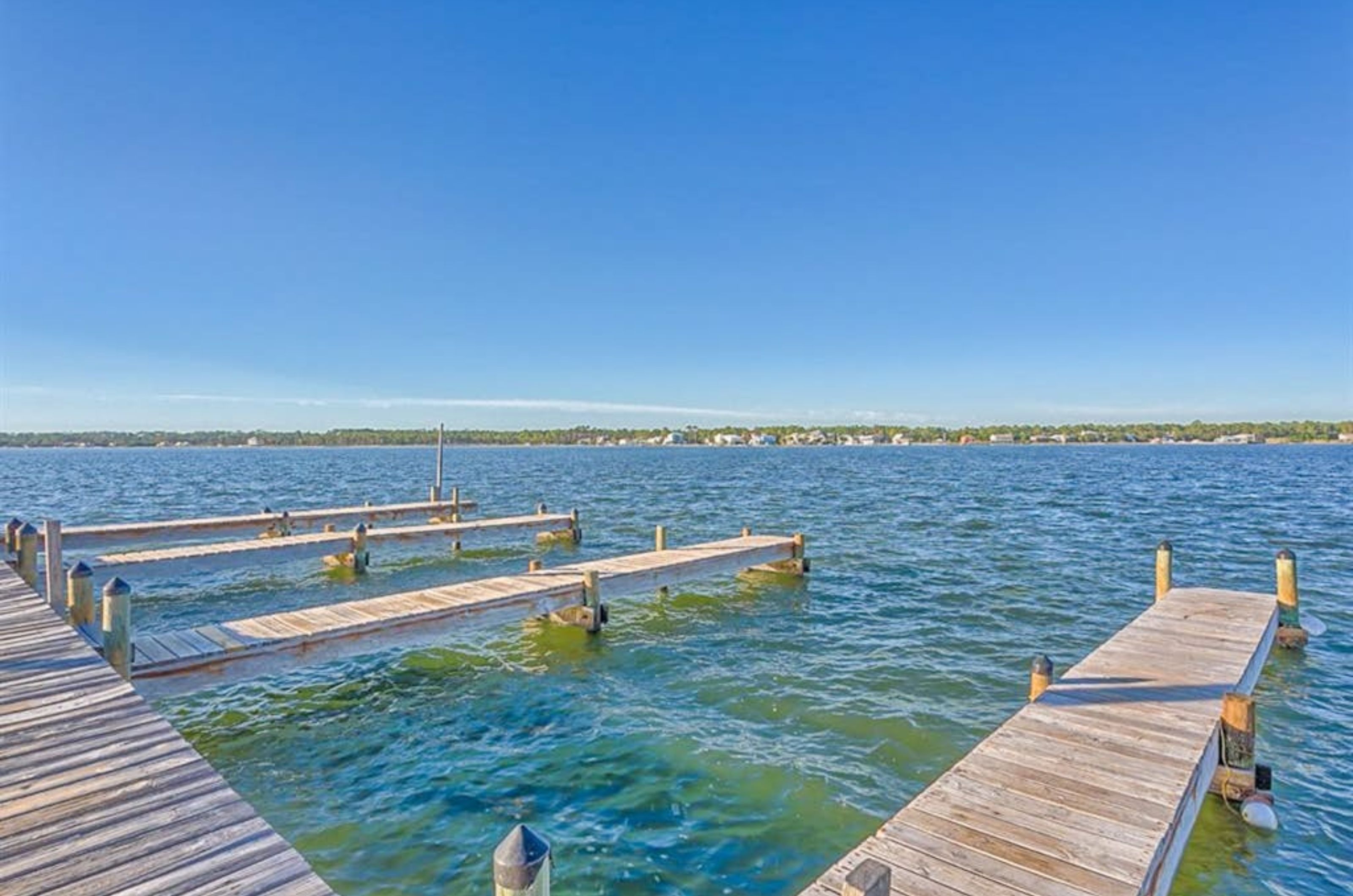 The boat slips on the lagoon at Gulf Shores Surf and Racquet Club in Gulf Shores Alabama 