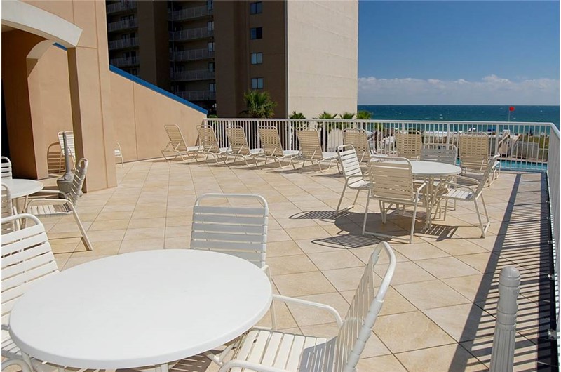 Pool deck at Crystal Towers Gulf Shores