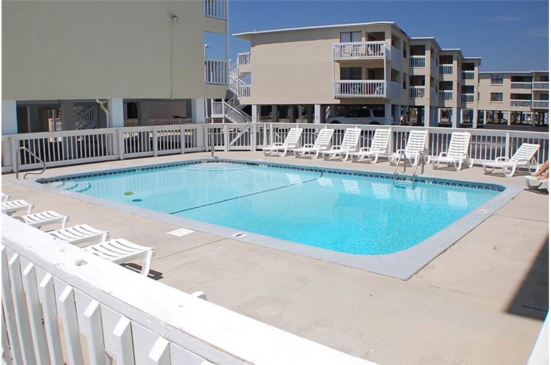 Refreshing view of the pool at Harbor House in Gulf Shores AL