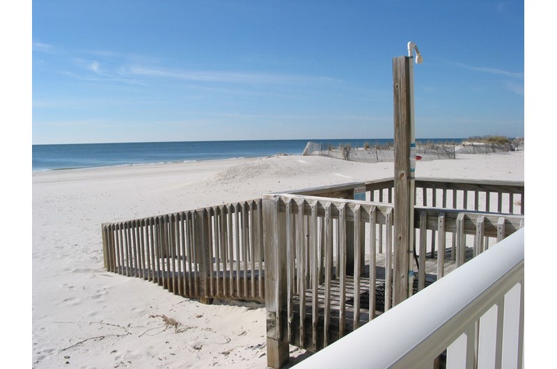 A convenient dune walkover offers easy beach access at Legacy Gulf Shores.