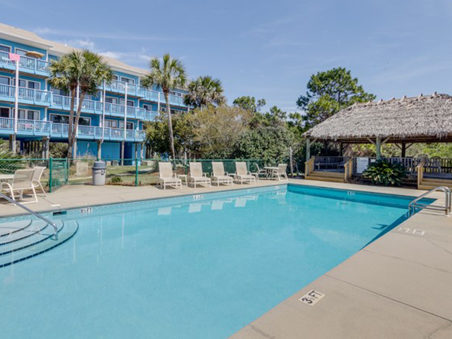 Large pool deck and pool at Beachfront II in Seagrove Beach Florida