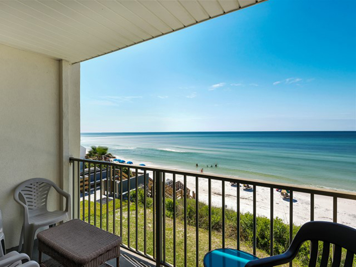 Relax and enjoy a view of the beach and Gulf from Beachside Condominiums in Seagrove Beach Florida