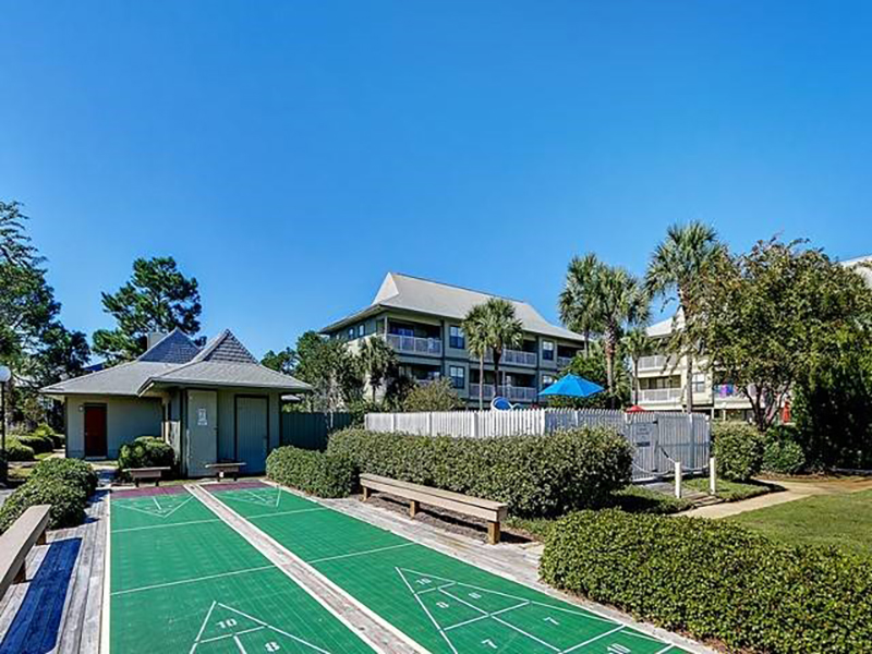 Kids and adults alike with love the shuffleboard courts at Beachwood Villas in Seagrove Beach FL