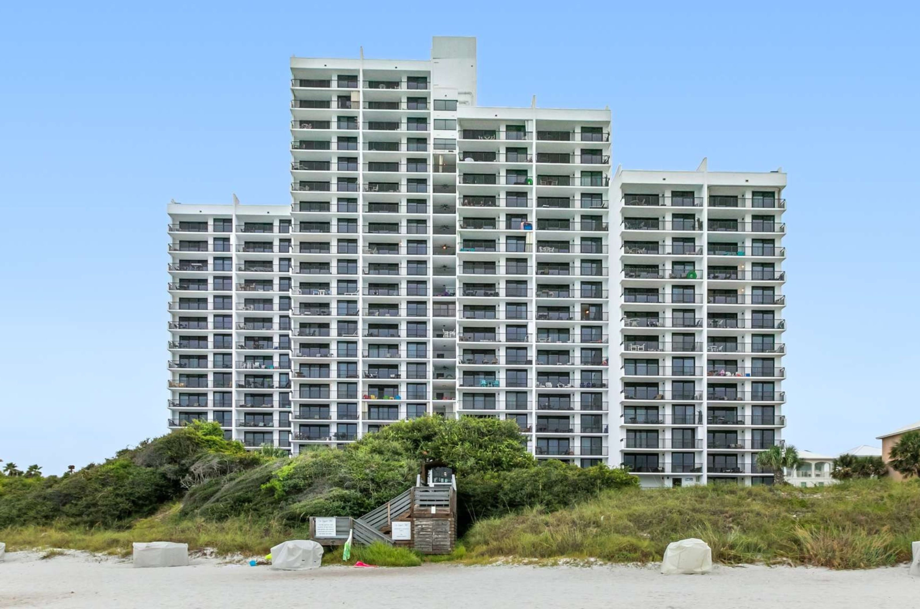 View from the beach of One Seagrove Place on Highway 30A in Florida	