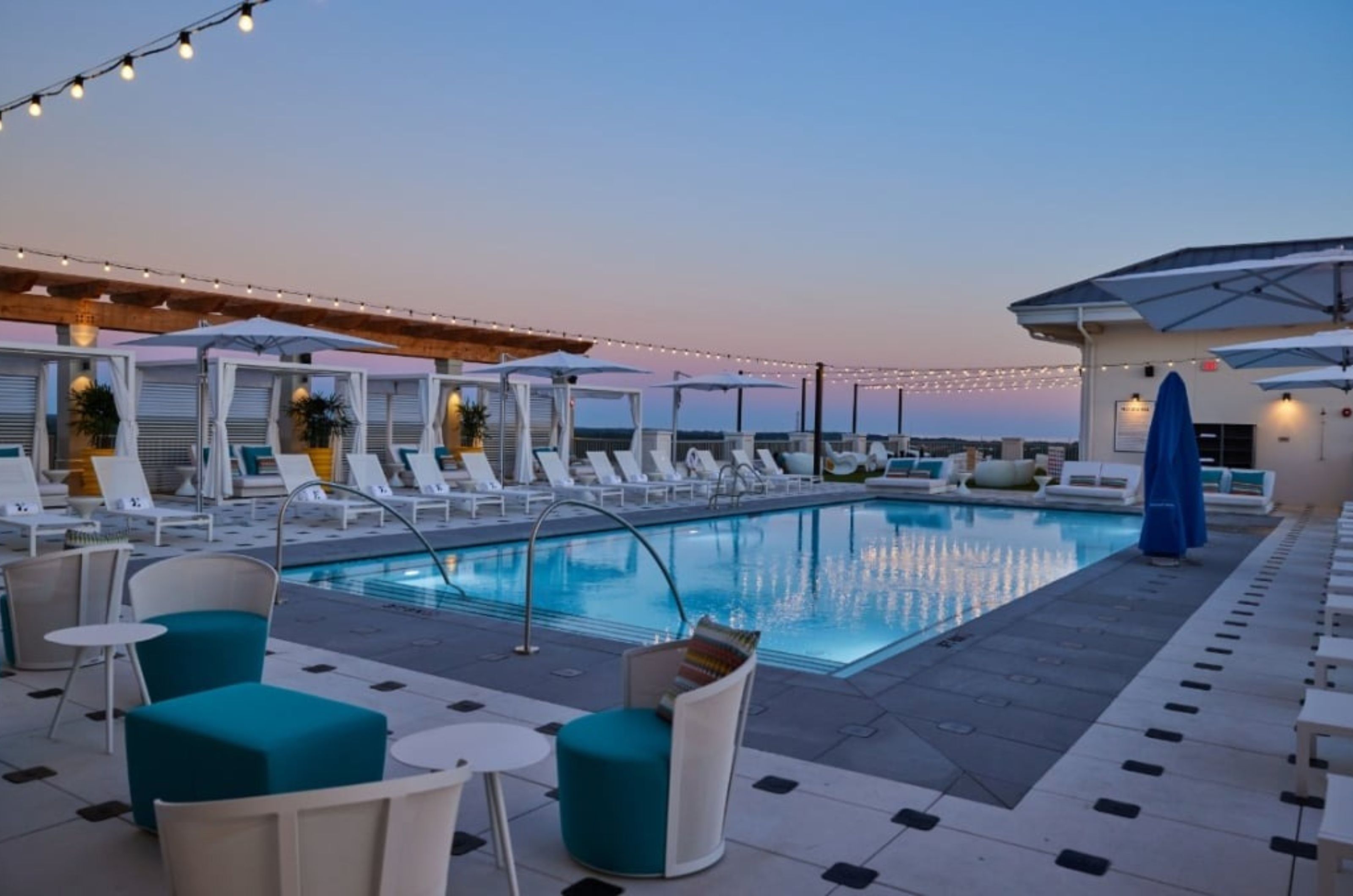 Hotel Effie Sandestin Miramar Beach Resort Rooftop Pool at Sunset	