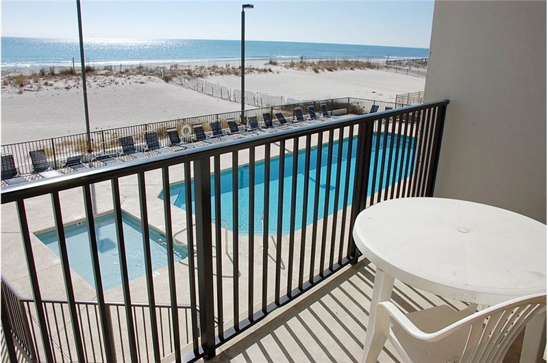 Pool view from balcony at Island Winds West in Gulf Shores AL