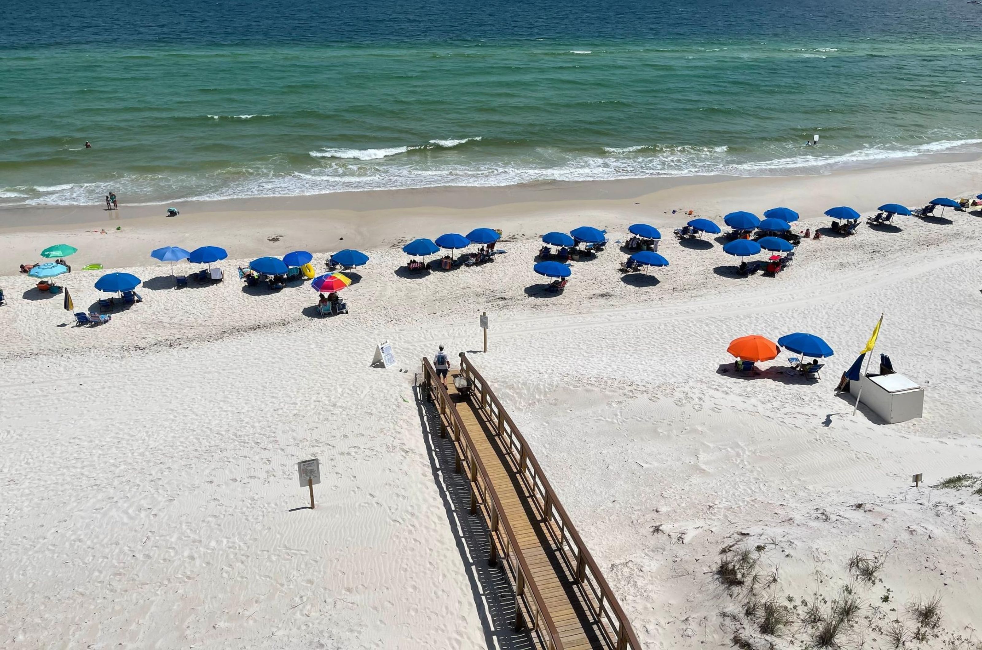 View from a balcony of the beach in front of Lei Lani in Orange Beach Alabama