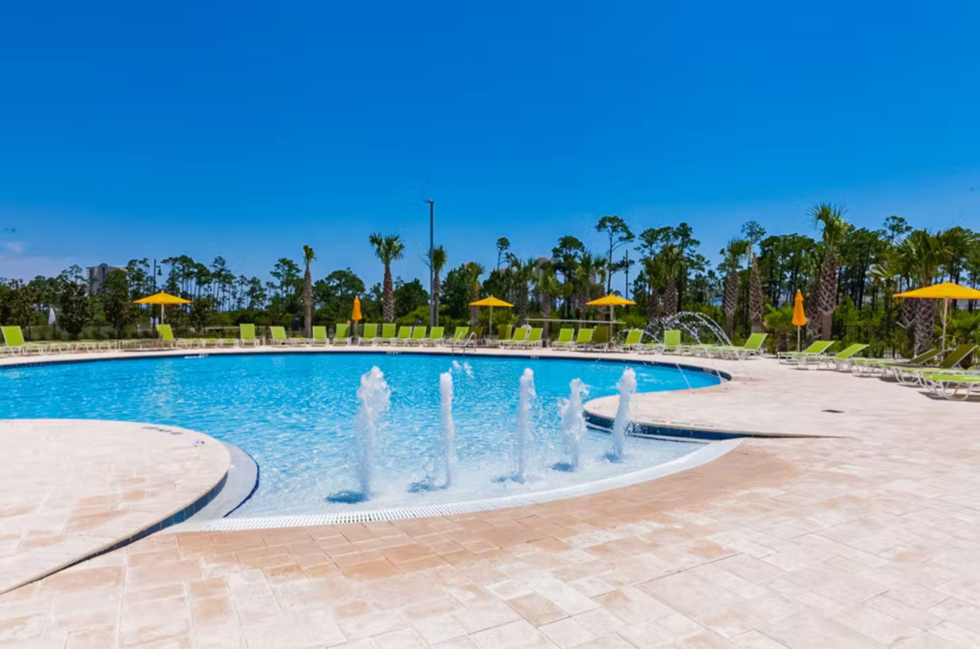 The sloped entrance into the zero-entry community pool 