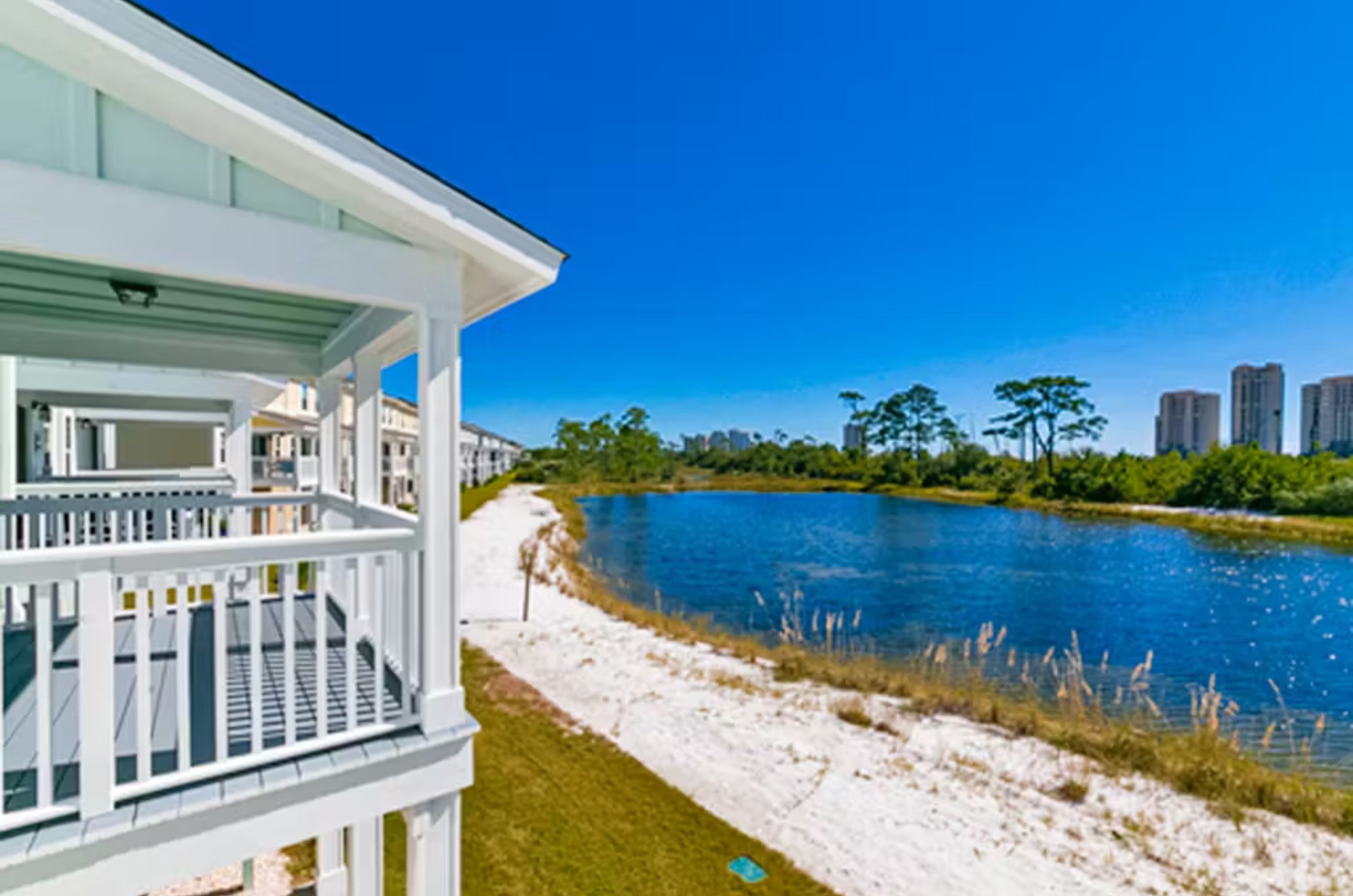 Spectacular water views from an outdoor patio at a Lost Key rental home 