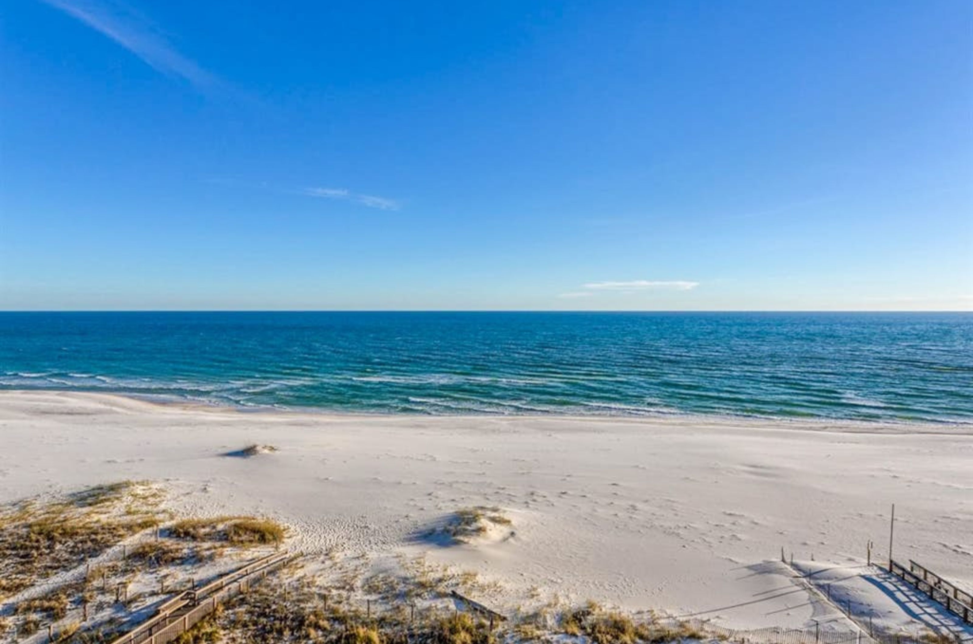 View from a private balcony of stunning Gulf beaches and water 