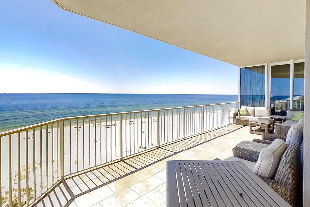 View of the Gulf of Mexico from a private balcony at the Mediterranean in Perdido Key Florida	