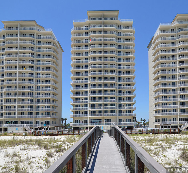 Exterior view from the beach at Summerwinds Resorts in Navarre Florida