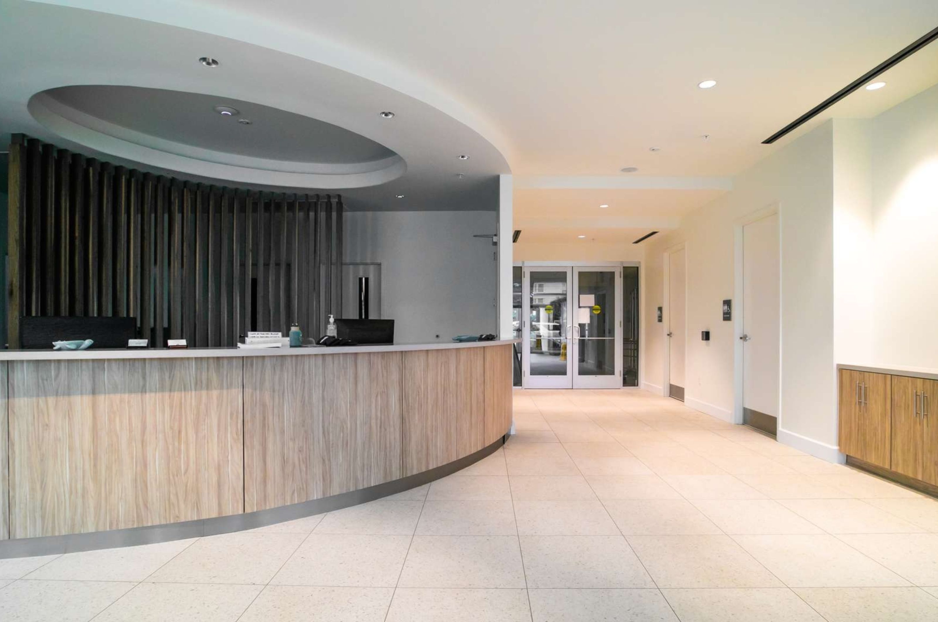 The elegant lobby and check-in desk at One Seagrove Place in Seagrove Beach Florida 