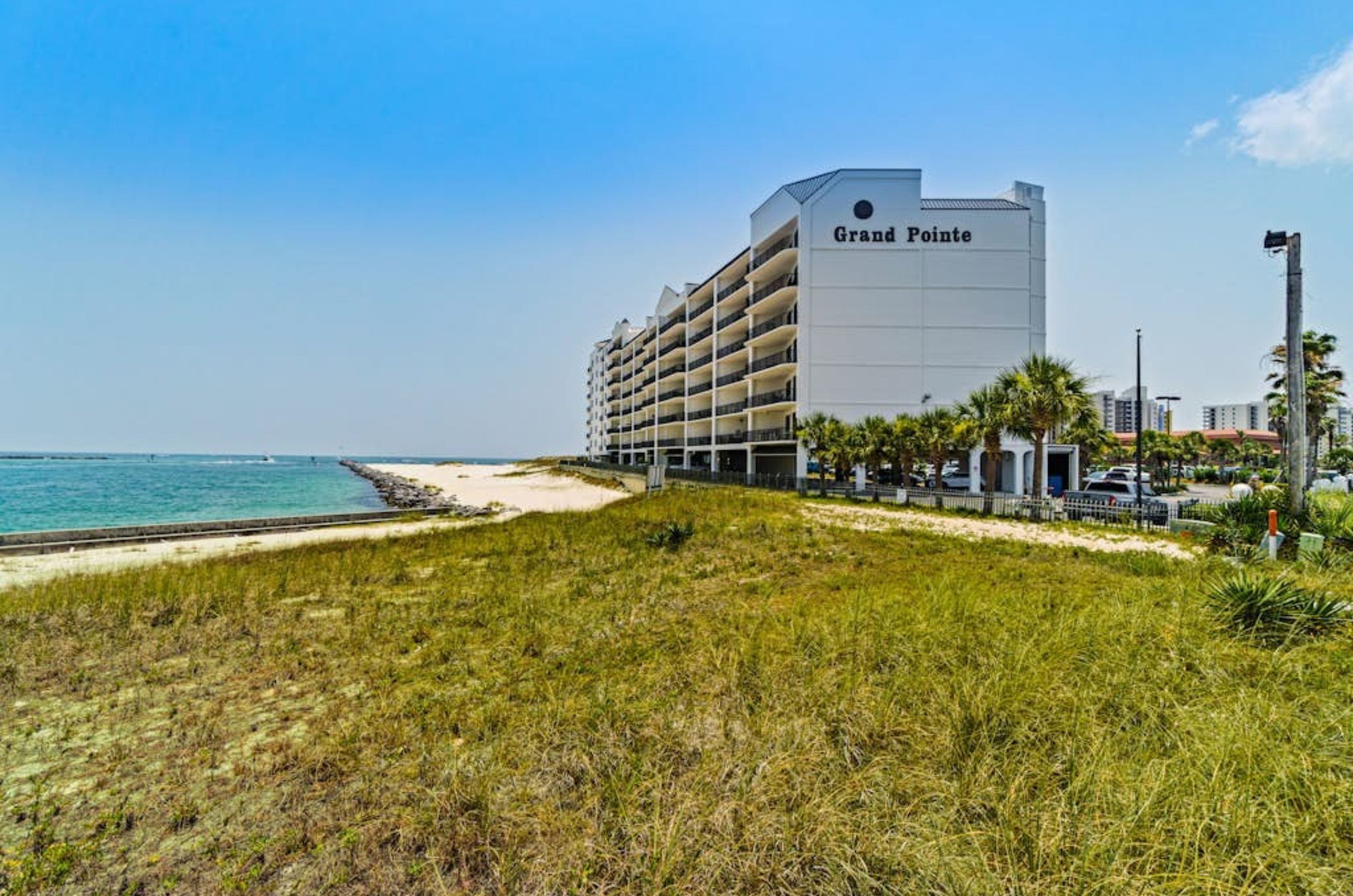 View looking down the coast of Grand Pointe in Orange Beach Alabama 