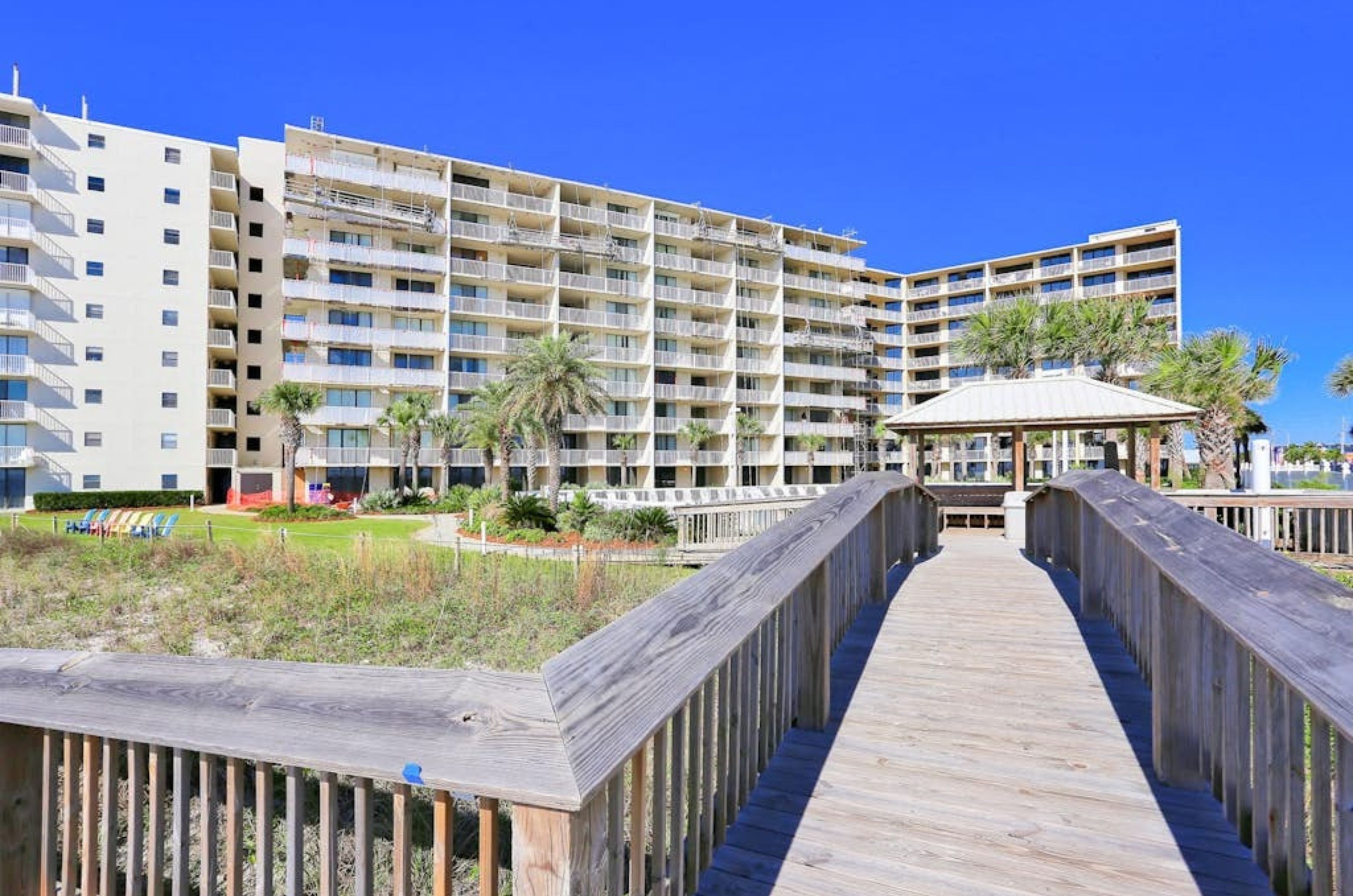 View from the boardwalk of Seaside Beach and Racquet Club in Orange Beach Alabama	