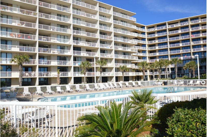 Pool is beachfront at Seaside Beach and Racquet Club in Orange Beach AL