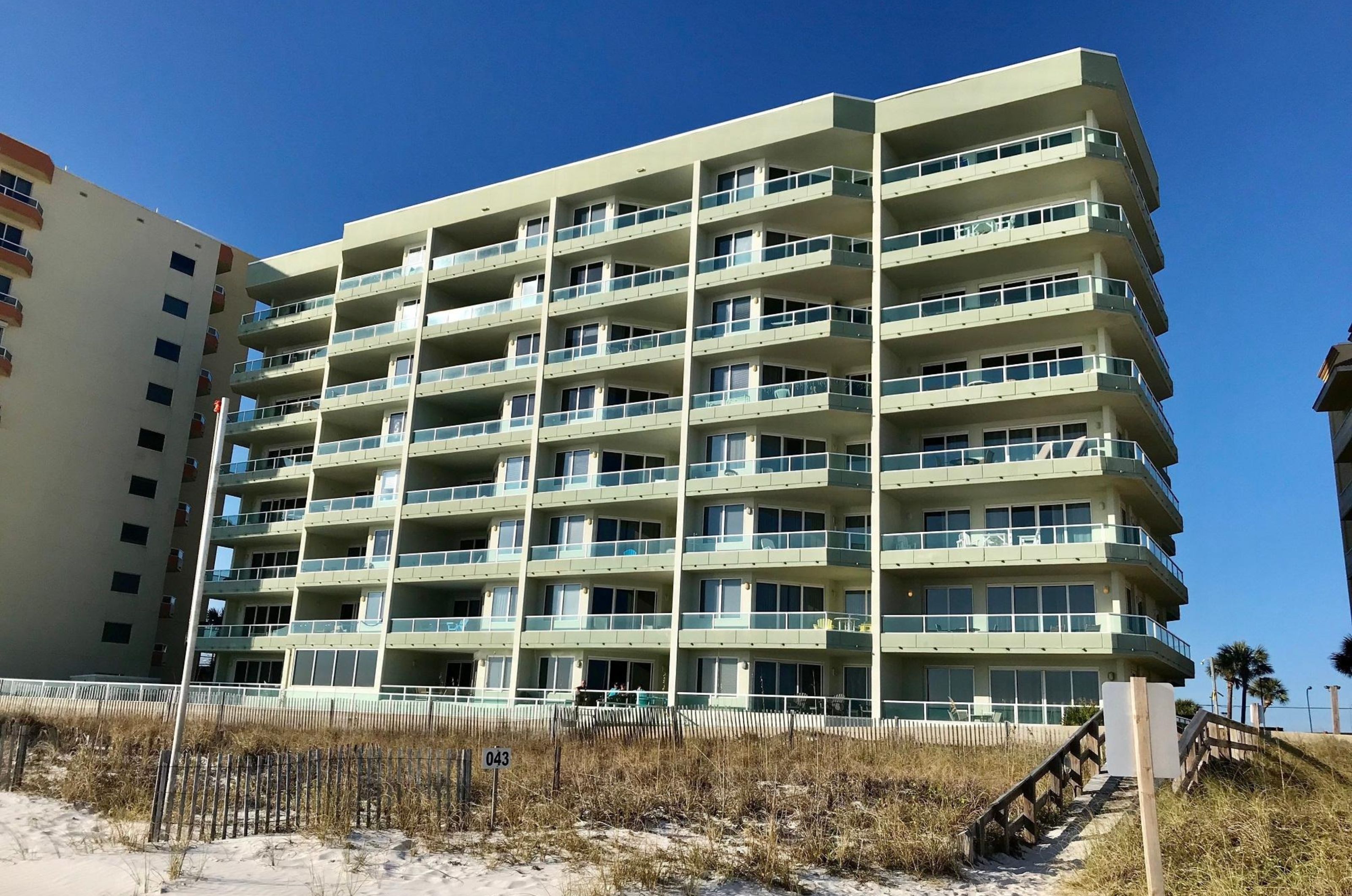 View from the beach of Silver Beach Condominiums in Orange Beach Alabama