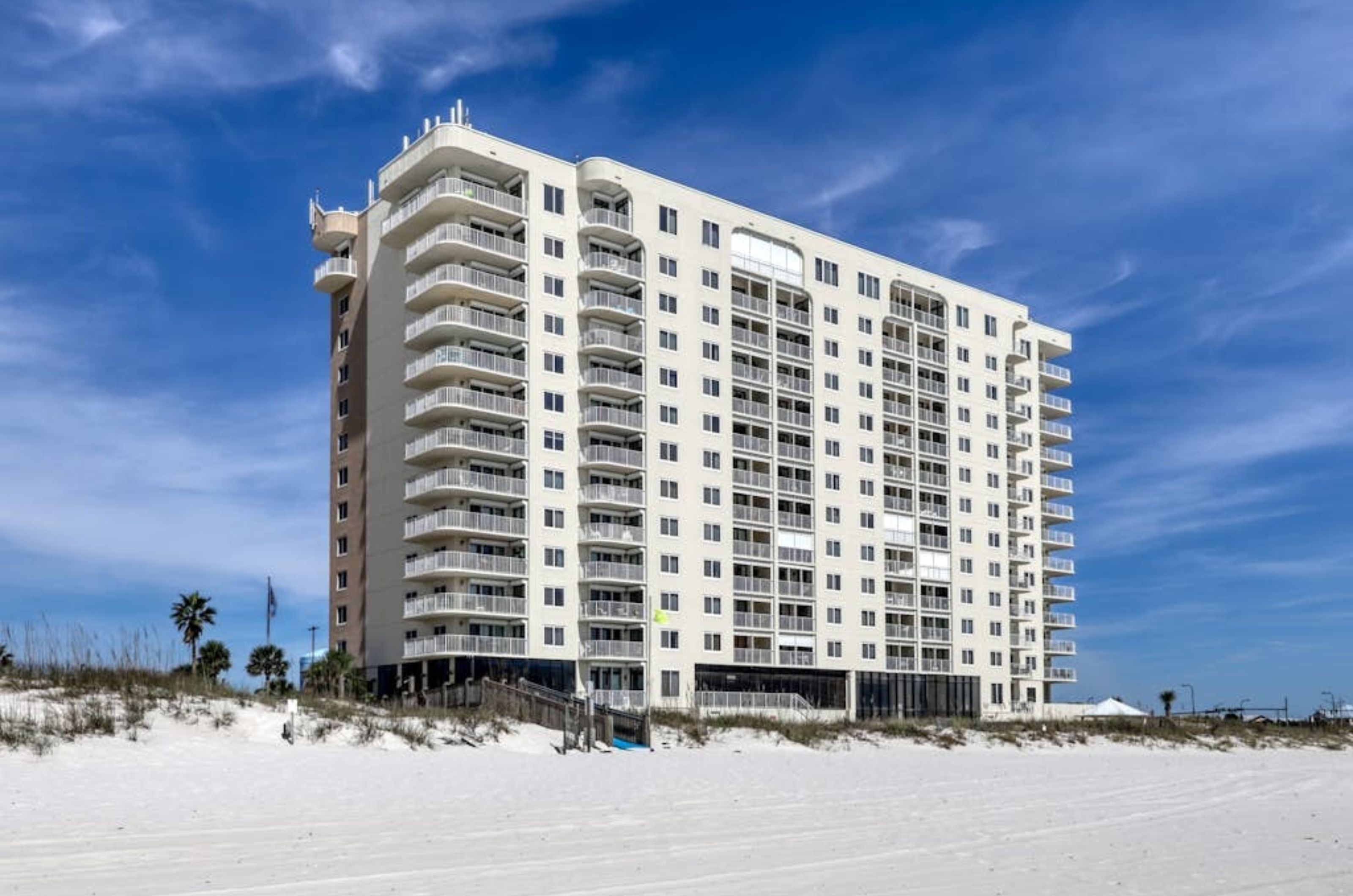 View from the beach of Summerchase Condominiums in Orange Beach Alabama 