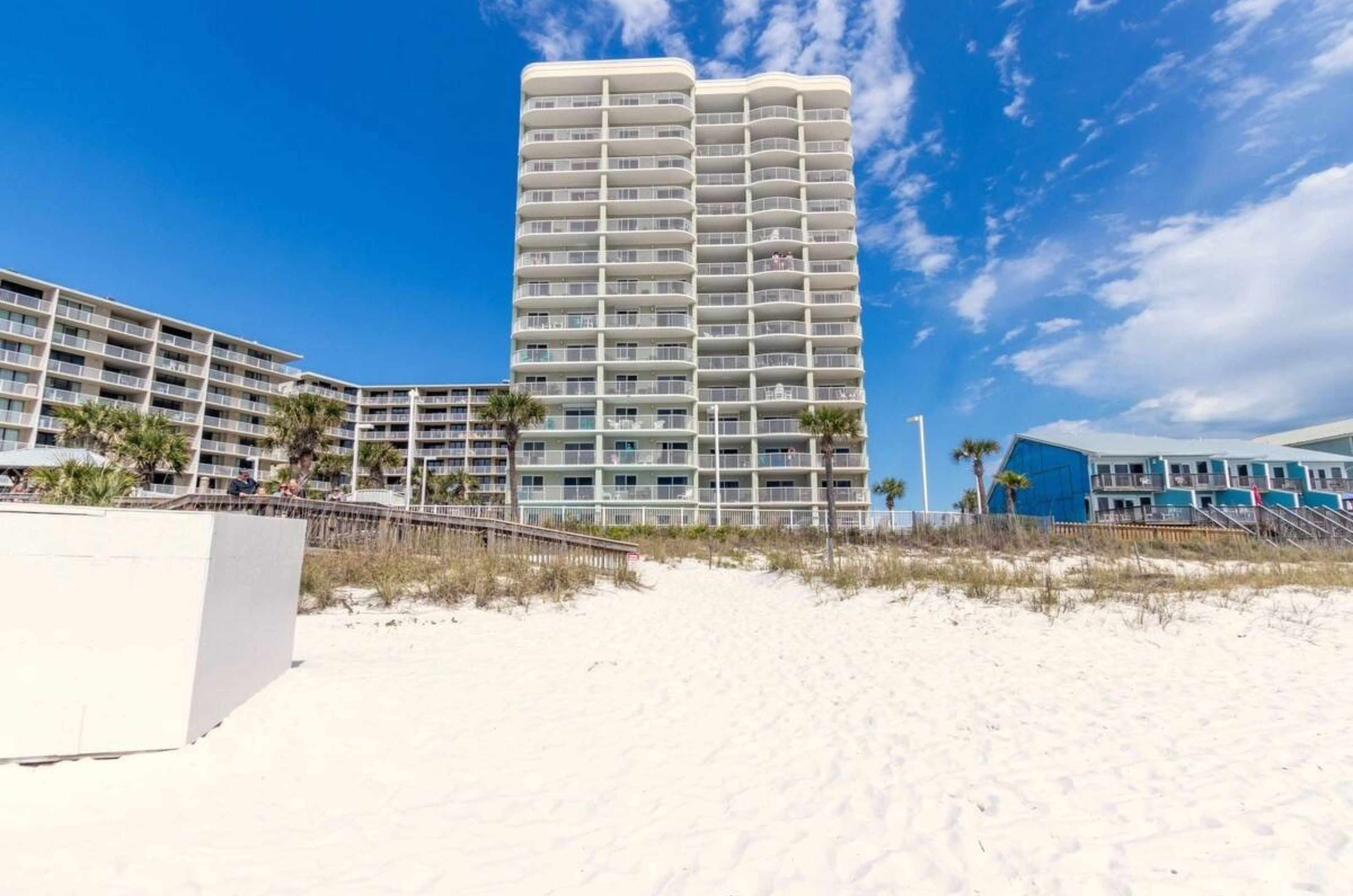 View from the beach of Tradewinds Condominiums in Orange Beach Alabama 