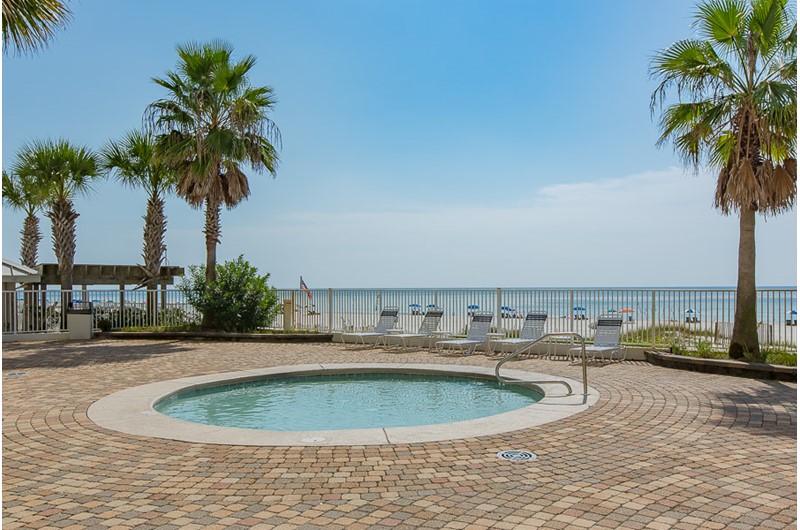 Beautiful view of the Gulf from the hot tub at Windward Pointe Condominiums in Orange Beach Alabama