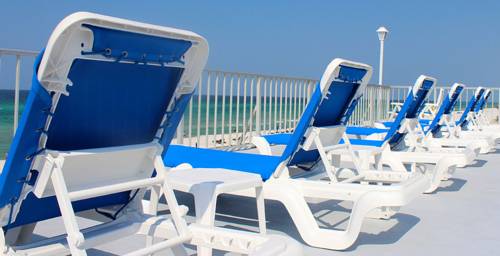 Pool deck faces the Gulf at Beachside Resort in Panama City Beach FL 